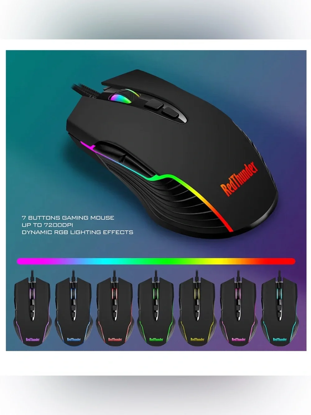 RedThunder K10 Wired Gaming Keyboard & Mouse Combo with Wrist Rest – Black